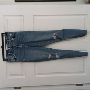Abercrombie & Fitch Blue Denim Distressed, High Rise Jeans